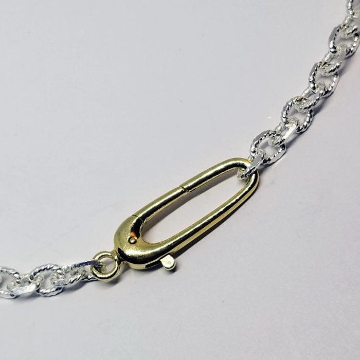 Sterling and Diamond Cut Sterling Designer Chain with Gold Clasp - Tempi Design Studio