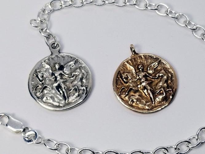 Sterling link Bracelet with Angel and Horses Charm - Tempi Design Studio