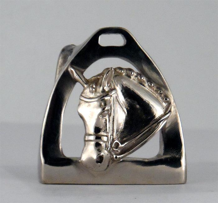 Stirrup with Dressage Horse Head Buckle
