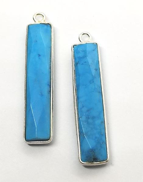 Western Style Etched Sterling Earrings with Turquoise gem Drops - Tempi Design Studio